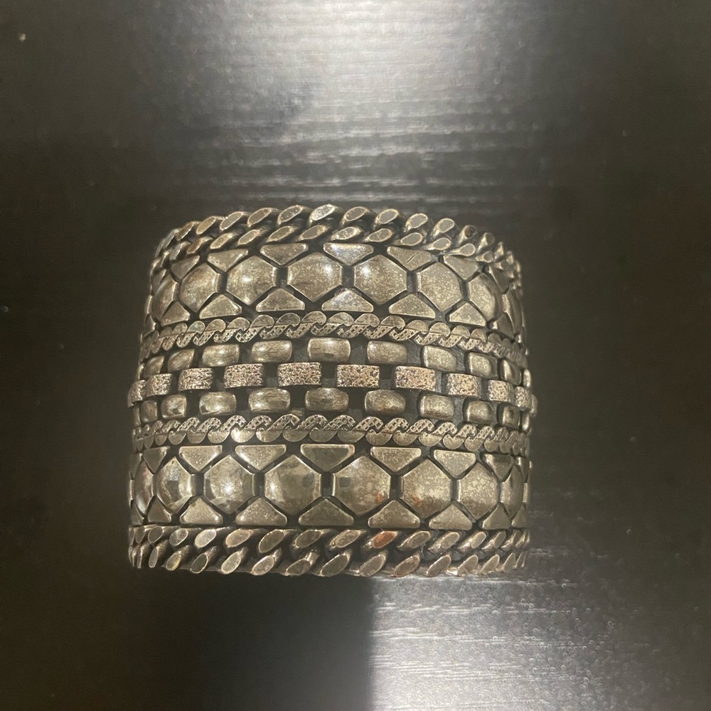 Silver Textured Cuff Bracelet